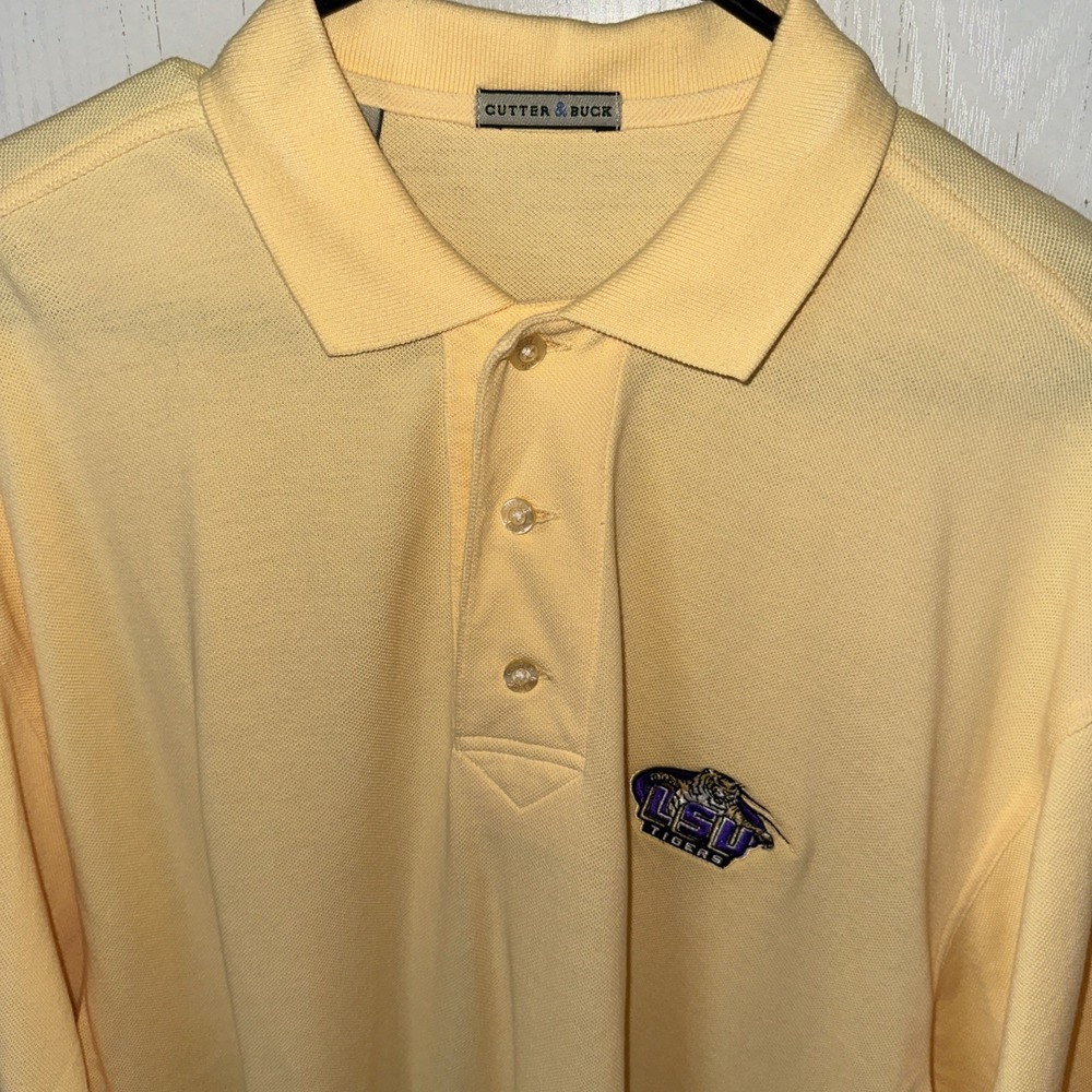 Cutter & Buck Mens LSU Tigers Polo Golf Size Medium Vintage Yellow